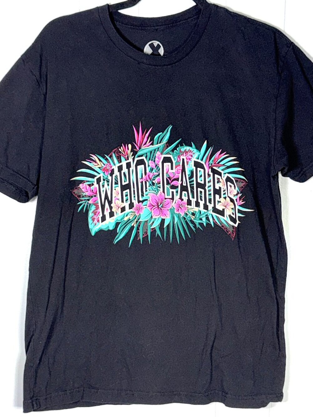 Project X Fitness Hawaii Who Cares Tropical Floral Black T-Shirt Streetwear L